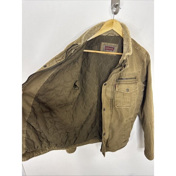 Levi’s Canvas Jacket Men S Khaki Pantina Military Cargo Utility - Picture 5 of 8